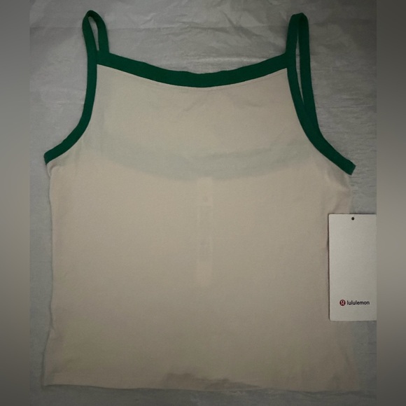 lululemon athletica Tops - Lululemon Women's Cream Tank Top with Green Trim size Small